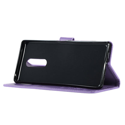 Imprint Butterfly Flower Leather Wallet Case for Sony Xperia 1