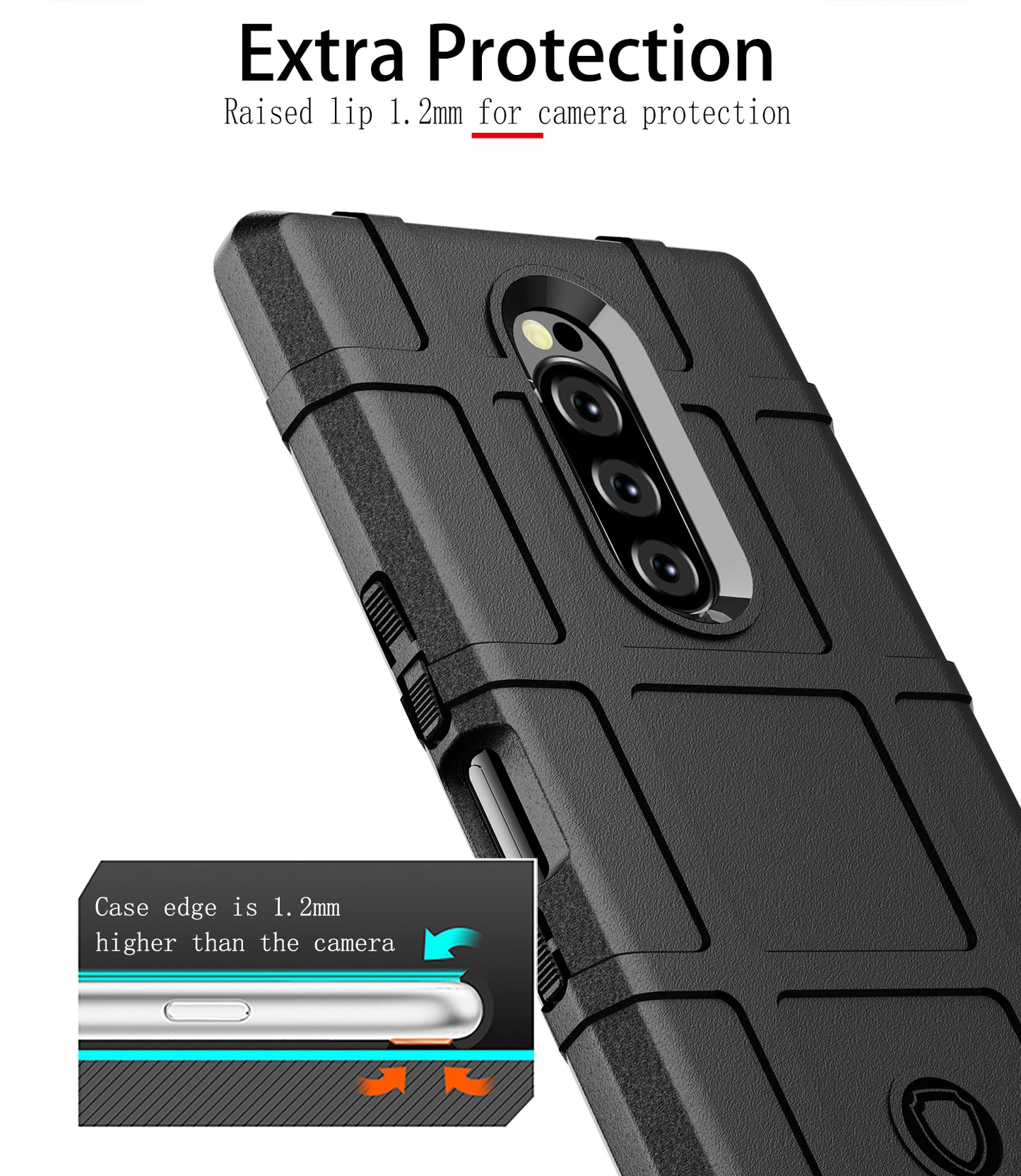 Rugged Square Grid Texture TPU Phone Case for Sony Xperia 1