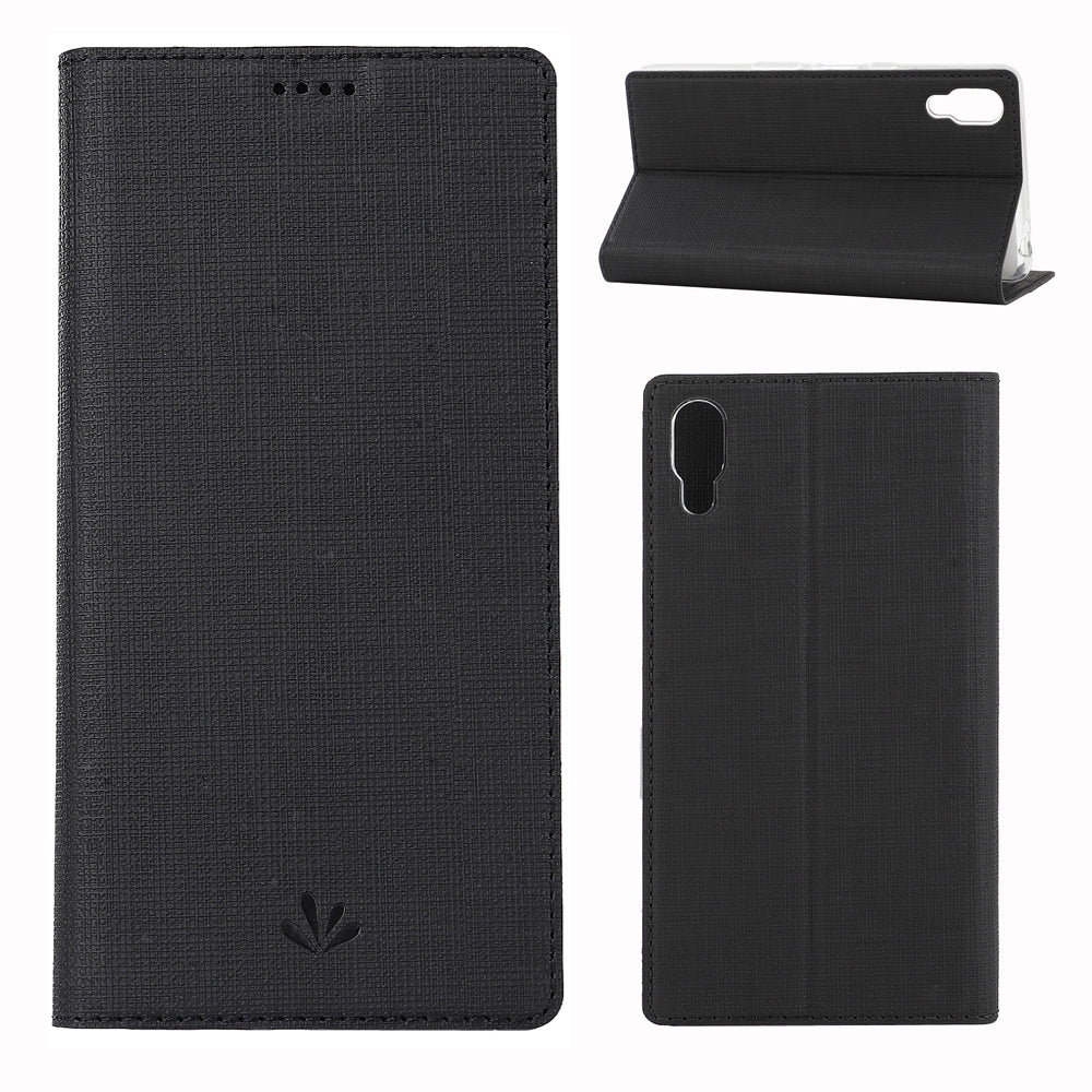 VILI DMX Cross Texture Card Holder Leather Stand Cover for Sony Xperia L3
