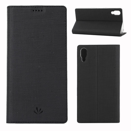 VILI DMX Cross Texture Card Holder Leather Stand Cover for Sony Xperia L3