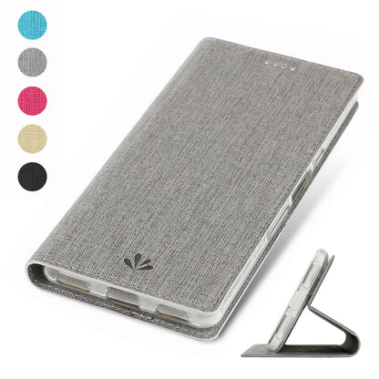 VILI DMX Cross Texture Card Holder Leather Stand Cover for Sony Xperia L3