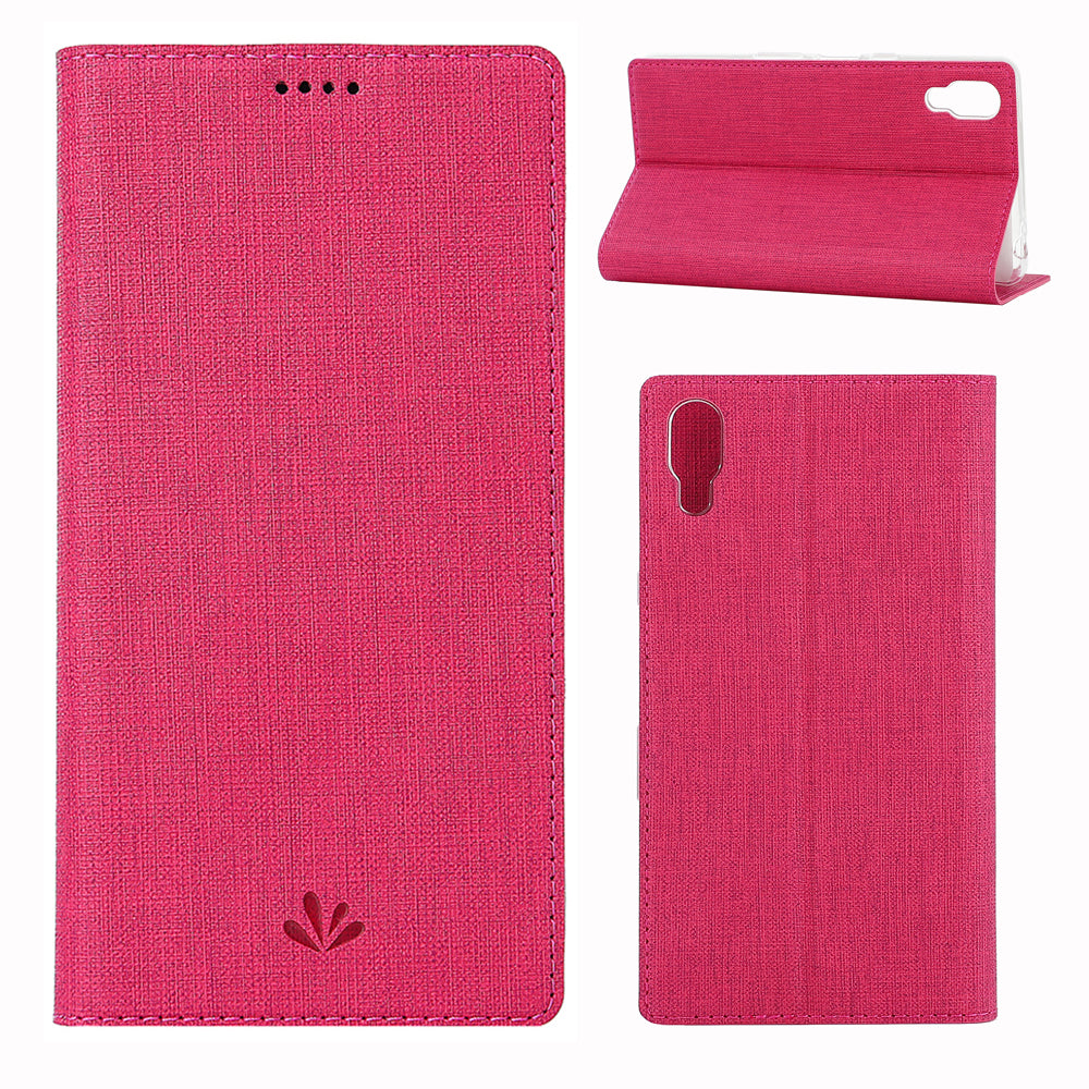 VILI DMX Cross Texture Card Holder Leather Stand Cover for Sony Xperia L3