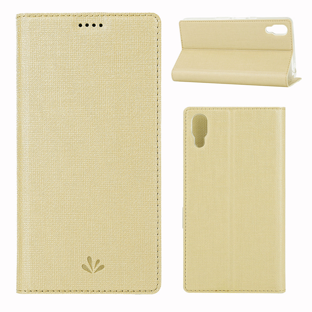 VILI DMX Cross Texture Card Holder Leather Stand Cover for Sony Xperia L3