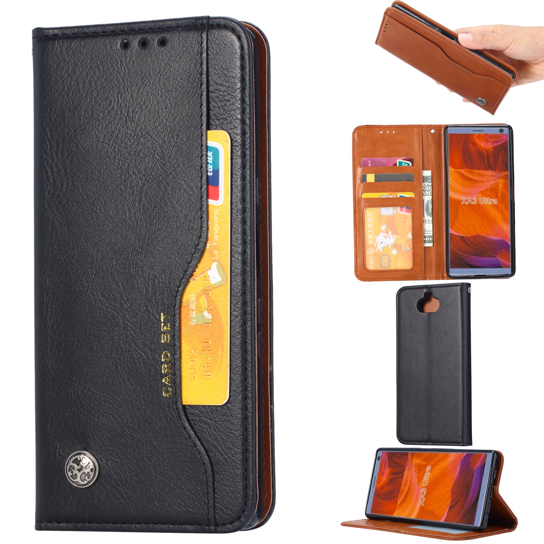 Auto-absorbed Wallet Stand Flip Leather Mobile Cover for Sony Xperia 10