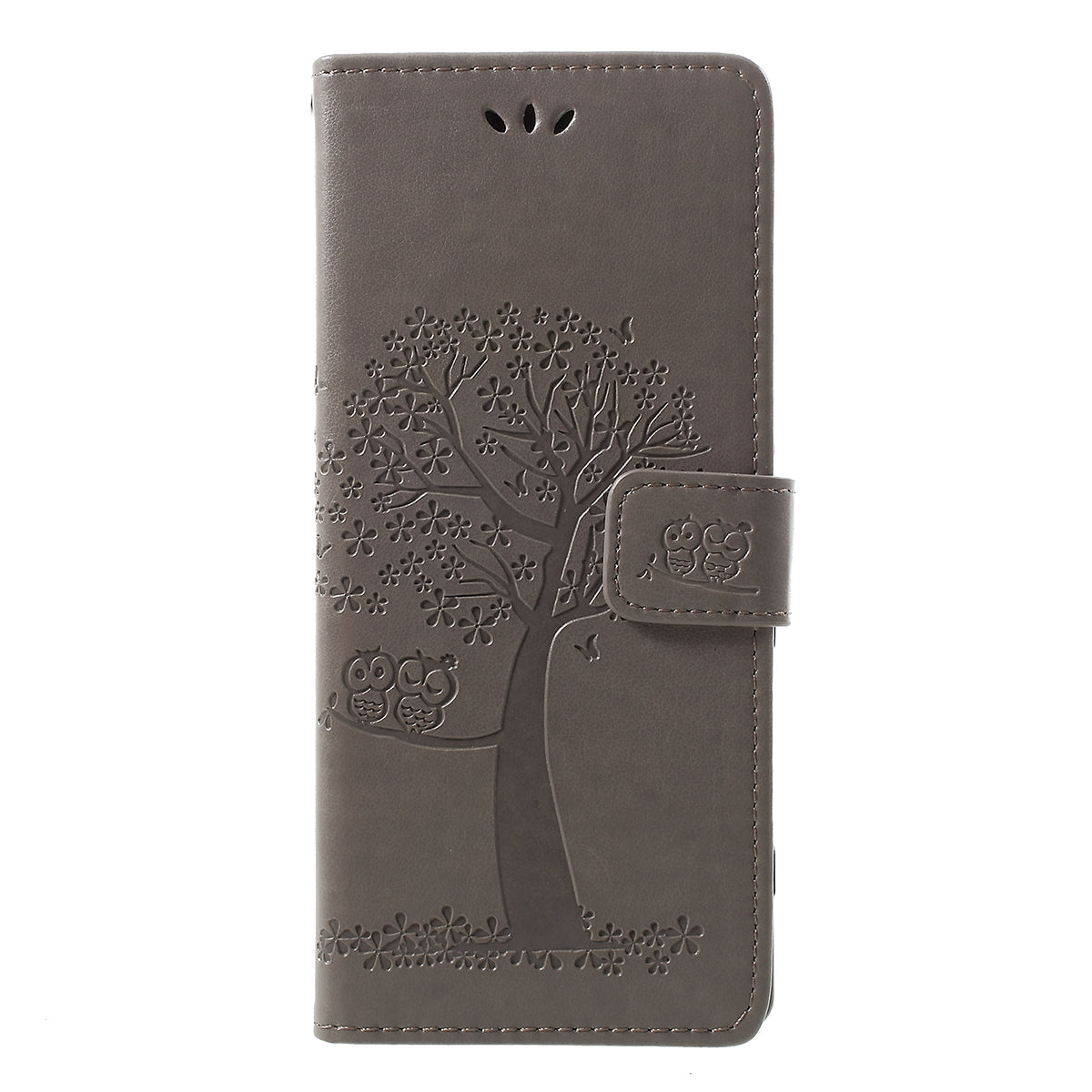 Imprint Tree Owl Leather Wallet Stand Case for Sony Xperia 1