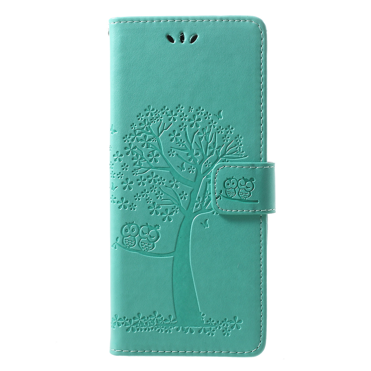 Imprint Tree Owl Leather Wallet Stand Case for Sony Xperia 1