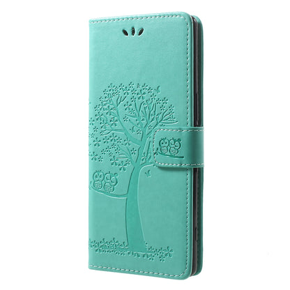Imprint Tree Owl Leather Wallet Stand Case for Sony Xperia 1