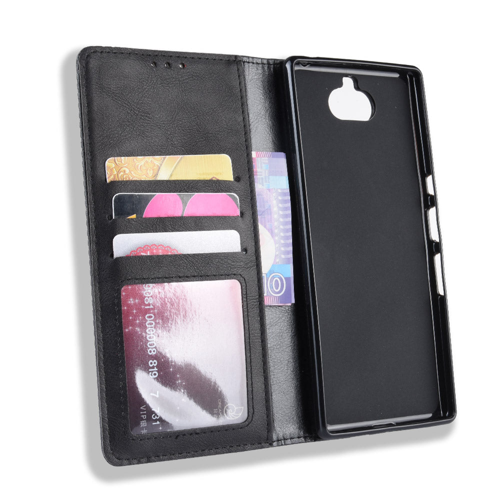 Vintage Style PU Leather Wallet Mobile Phone Cover for Sony Xperia 10 Plus