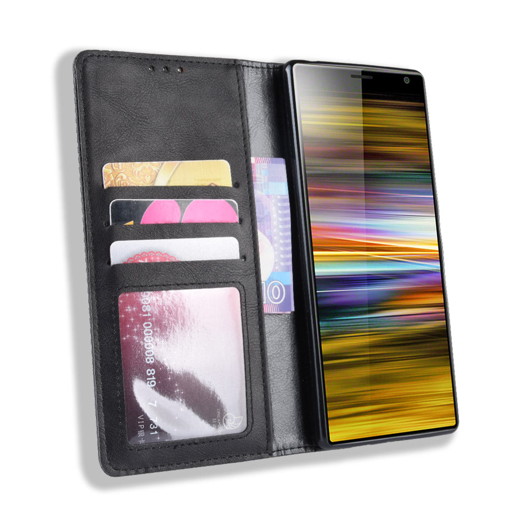 Vintage Style PU Leather Wallet Mobile Phone Cover for Sony Xperia 10 Plus