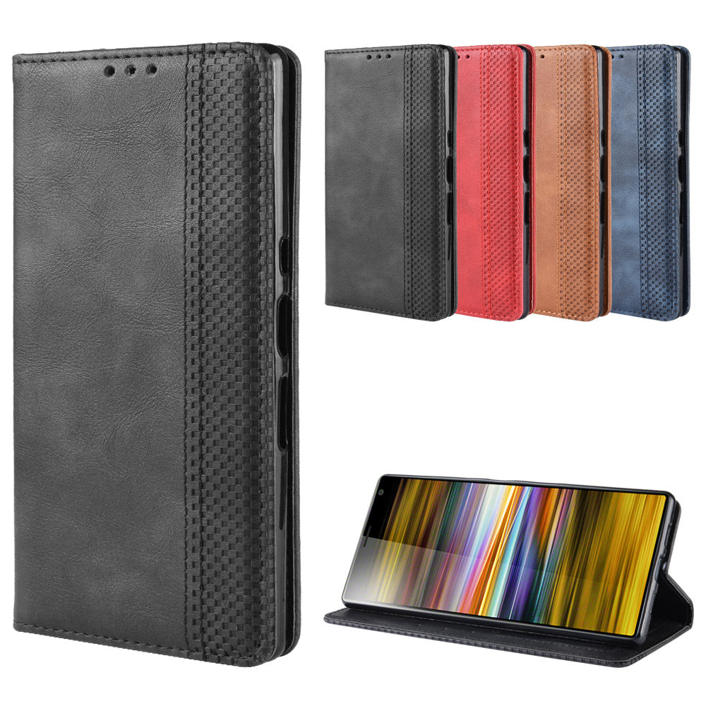 Vintage Style PU Leather Wallet Mobile Phone Cover for Sony Xperia 10 Plus