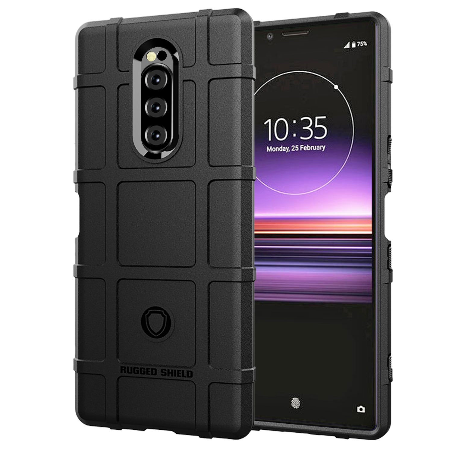 Rugged Square Grid Texture Anti-shock TPU Phone Cover for Sony Xperia 1
