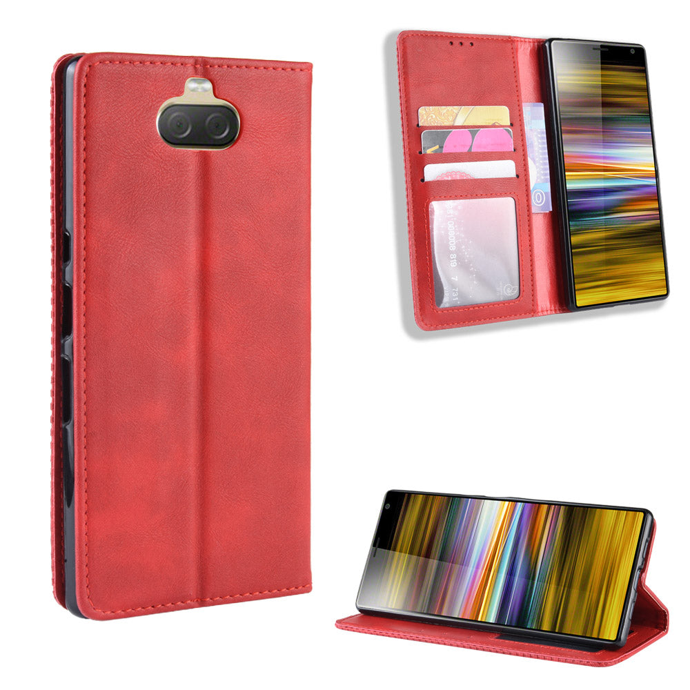 Vintage Style Leather Wallet Case for Sony Xperia 10