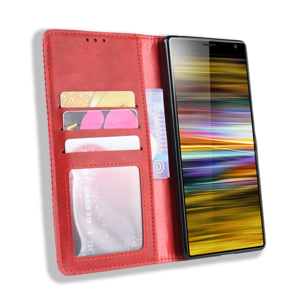 Vintage Style Leather Wallet Case for Sony Xperia 10