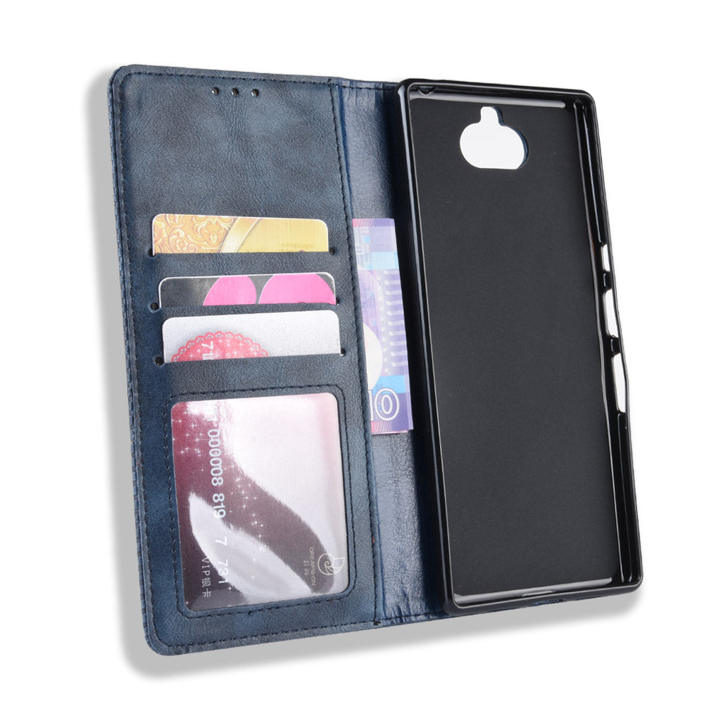 Vintage Style Leather Wallet Case for Sony Xperia 10