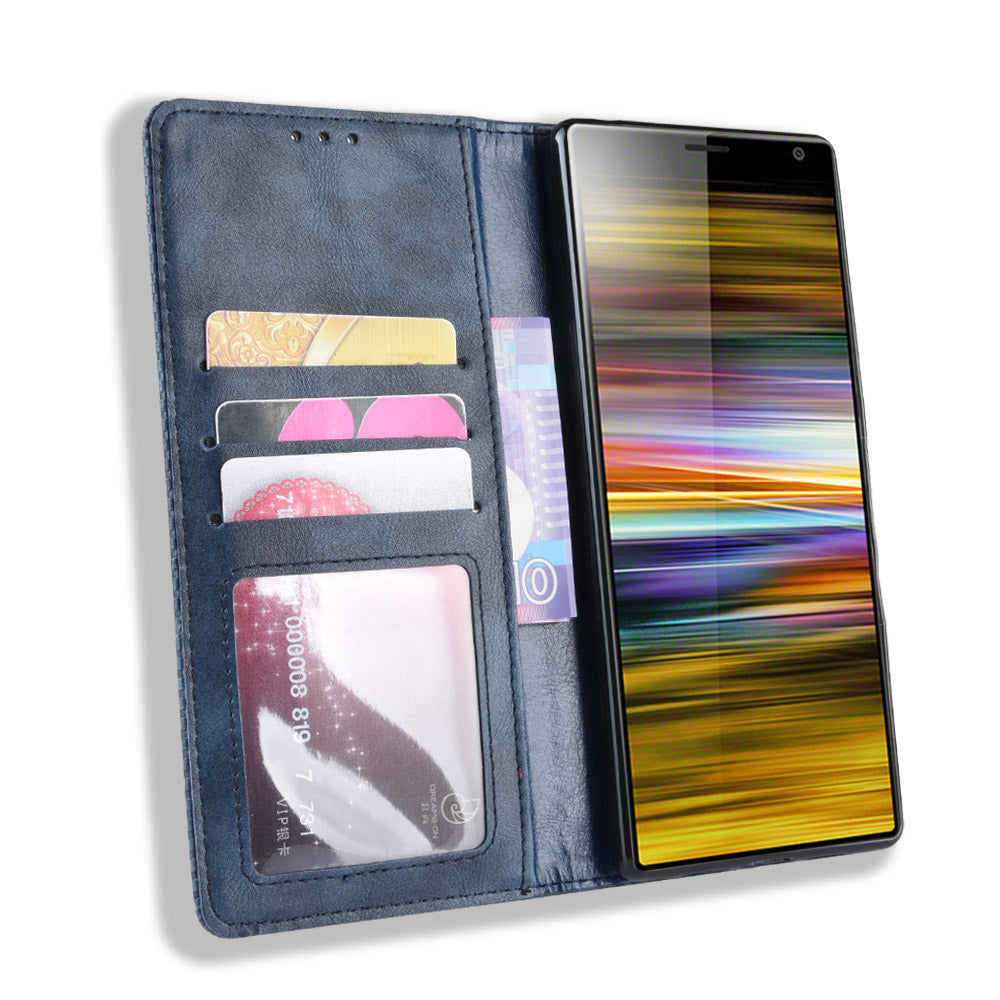 Vintage Style Leather Wallet Case for Sony Xperia 10