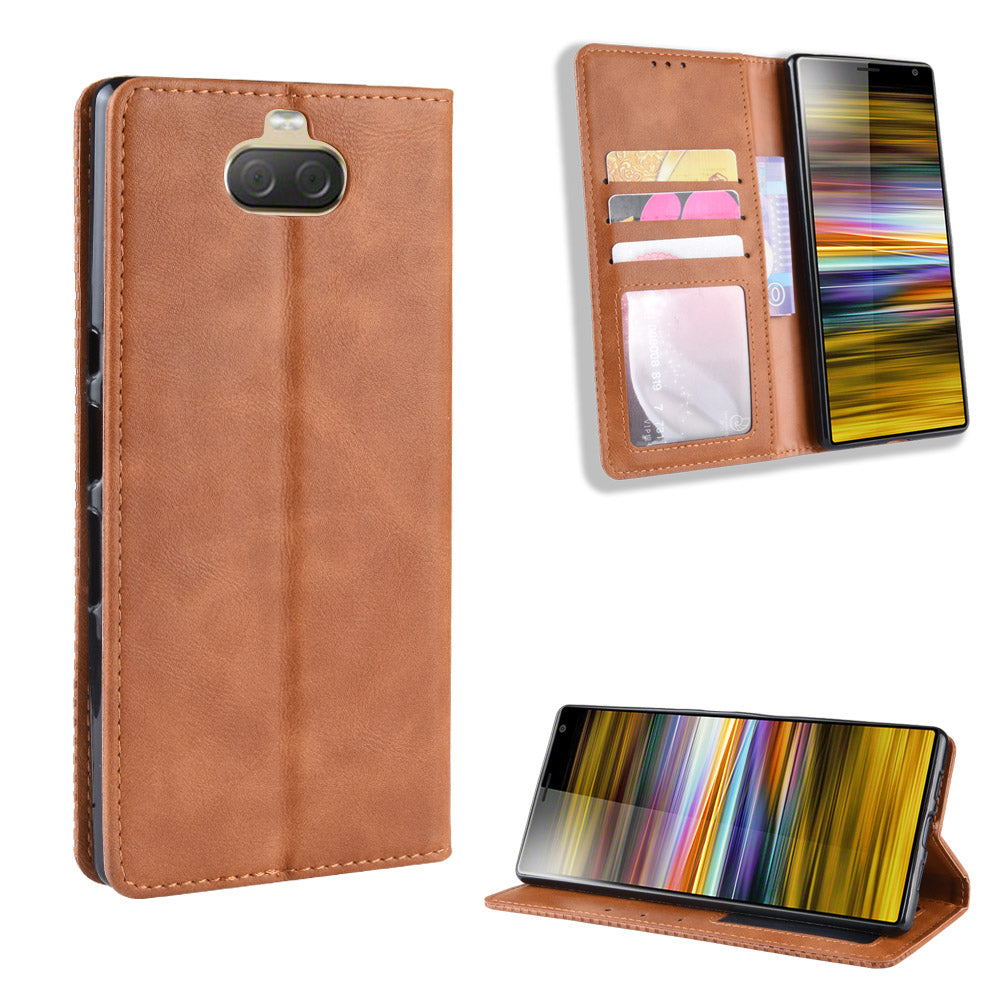 Vintage Style Leather Wallet Case for Sony Xperia 10