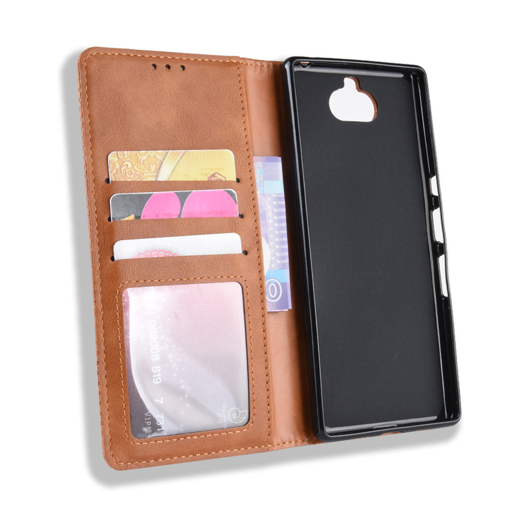 Vintage Style Leather Wallet Case for Sony Xperia 10