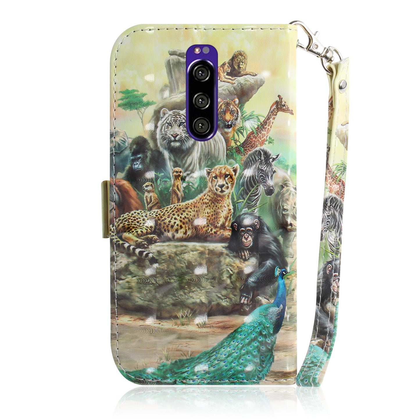 Light Spot Decor Pattern Printing PU Leather Stand Wallet Cover for Sony Xperia 1