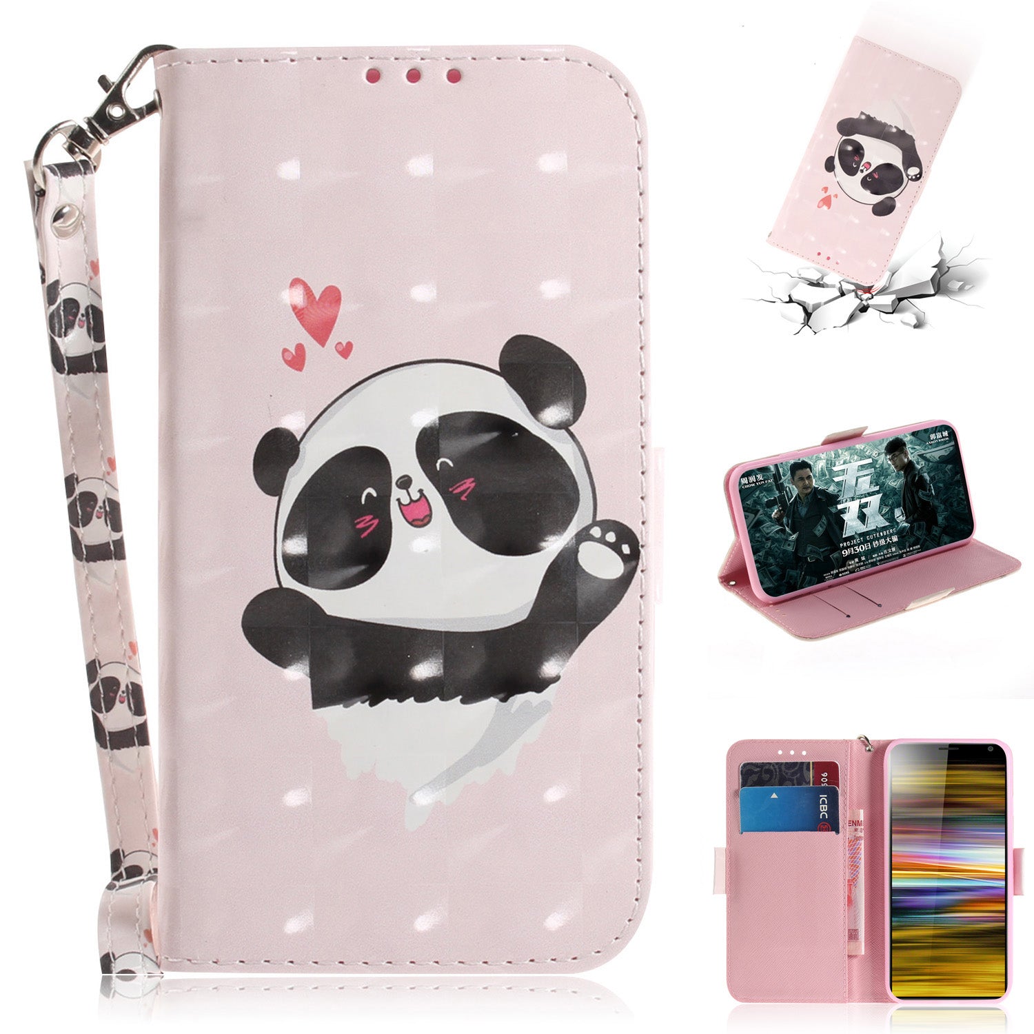 Light Spot Decor Pattern Printing PU Leather Stand Flip Cover for Sony Xperia 10 Plus