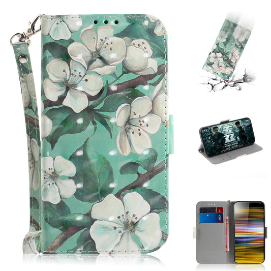 Light Spot Decor Pattern Printing PU Leather Stand Flip Cover for Sony Xperia 10 Plus