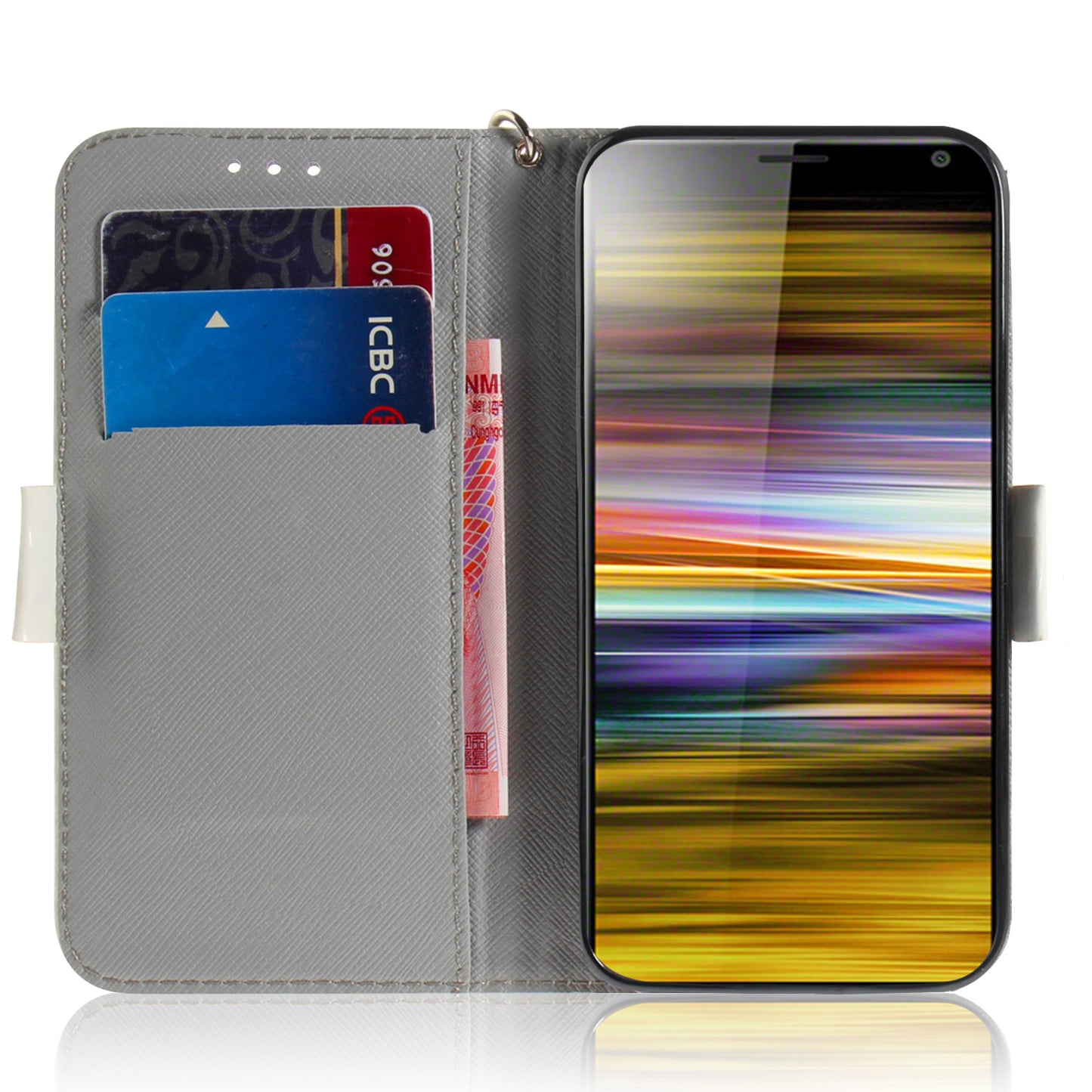 Light Spot Decor Pattern Printing PU Leather Stand Flip Cover for Sony Xperia 10 Plus