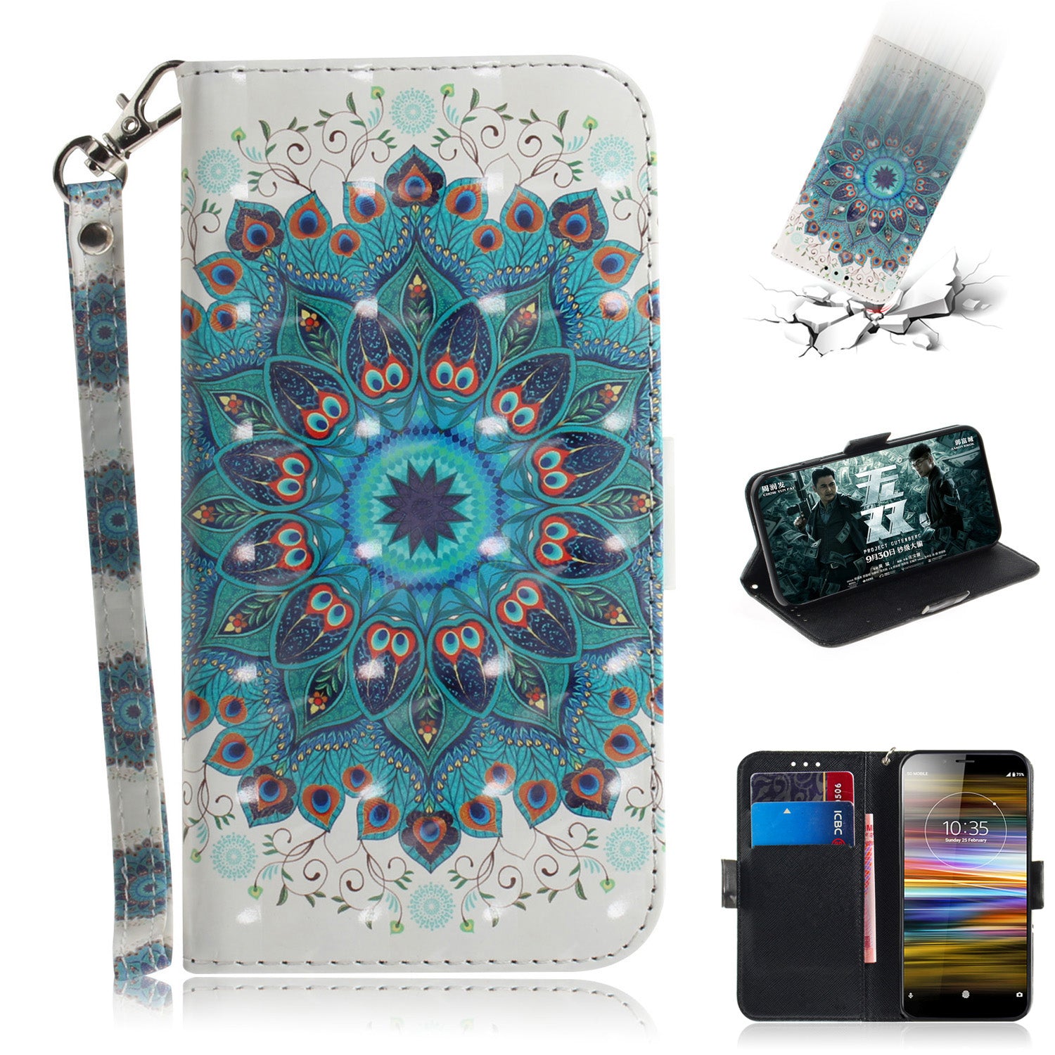 Pattern Printing / Light Spot Decor / Leather Wallet Case for Sony Xperia L3