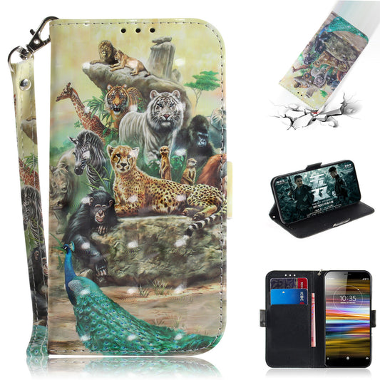 Pattern Printing / Light Spot Decor / Leather Wallet Case for Sony Xperia L3