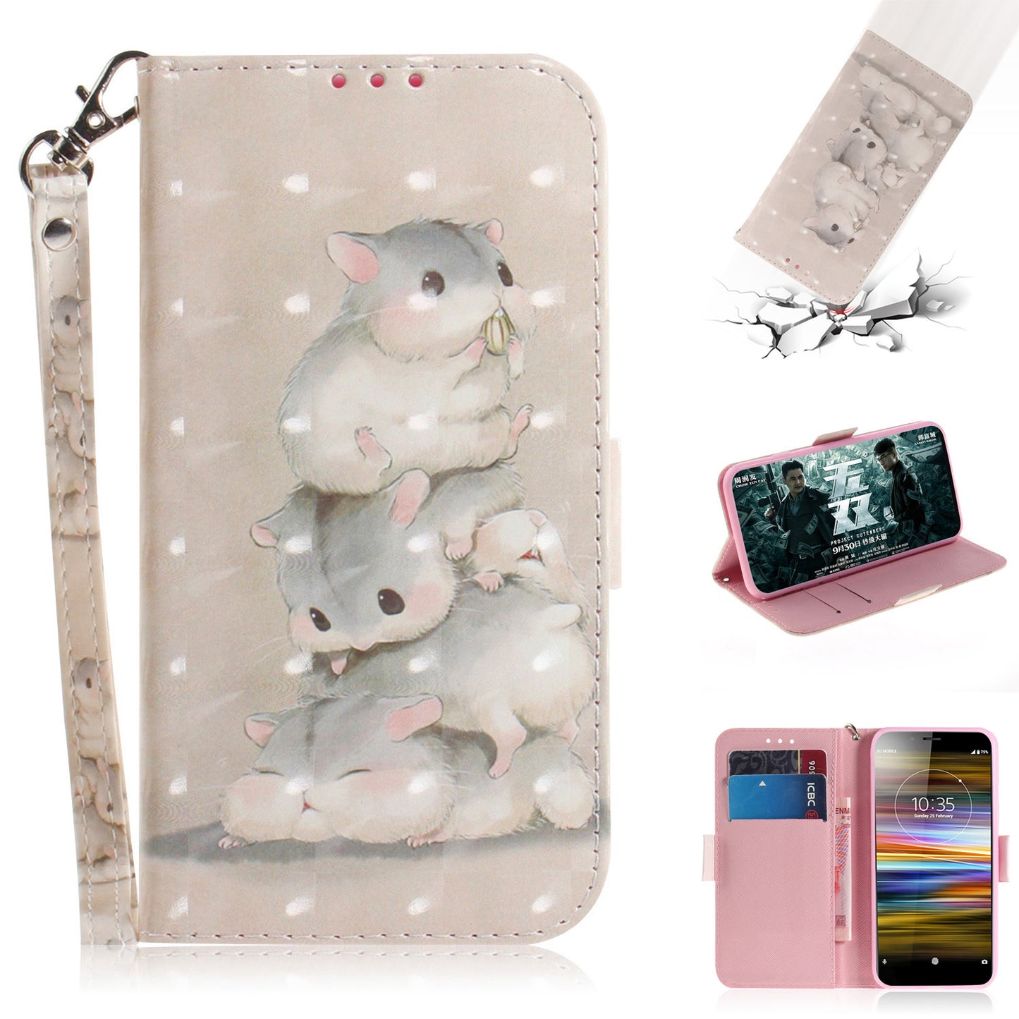 Pattern Printing / Light Spot Decor / Leather Wallet Case for Sony Xperia L3