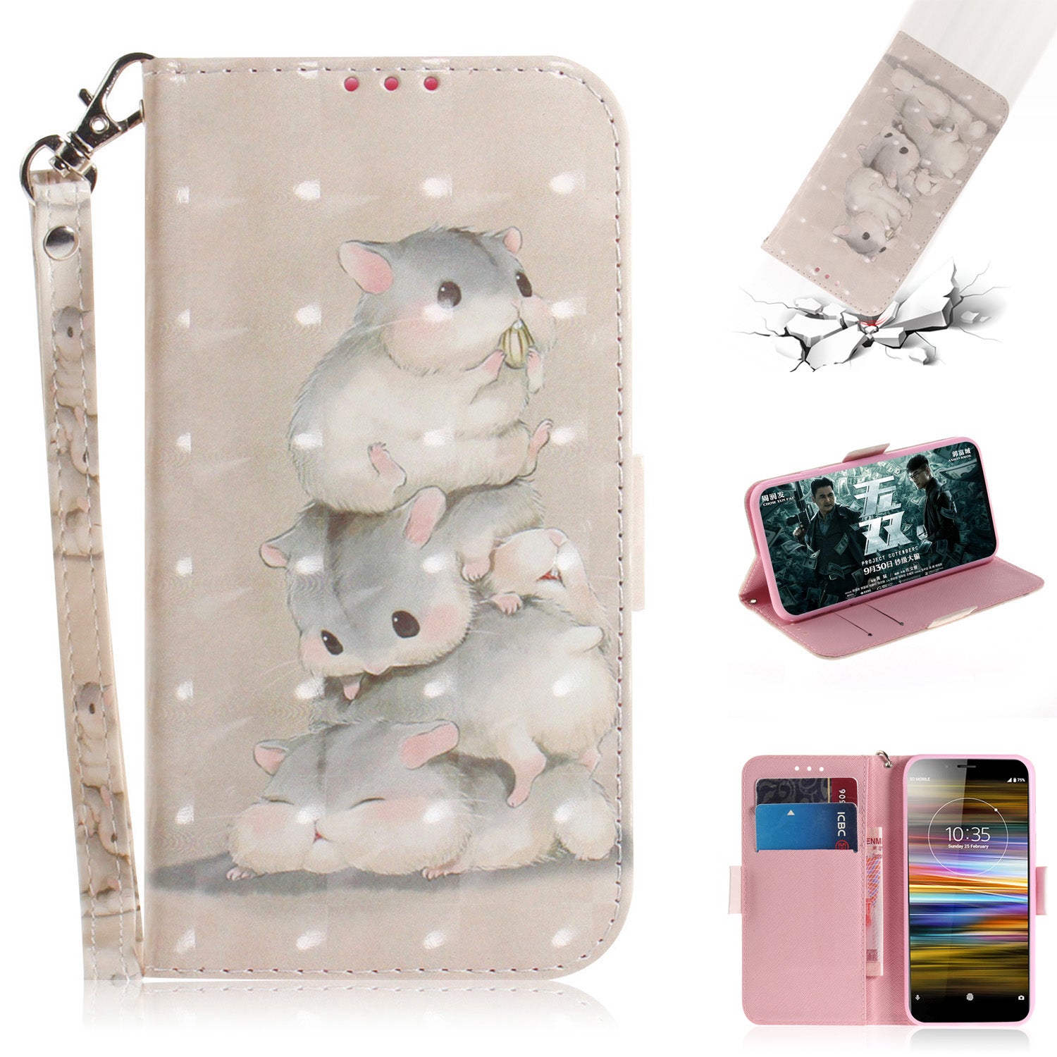 Pattern Printing / Light Spot Decor / Leather Wallet Case for Sony Xperia L3