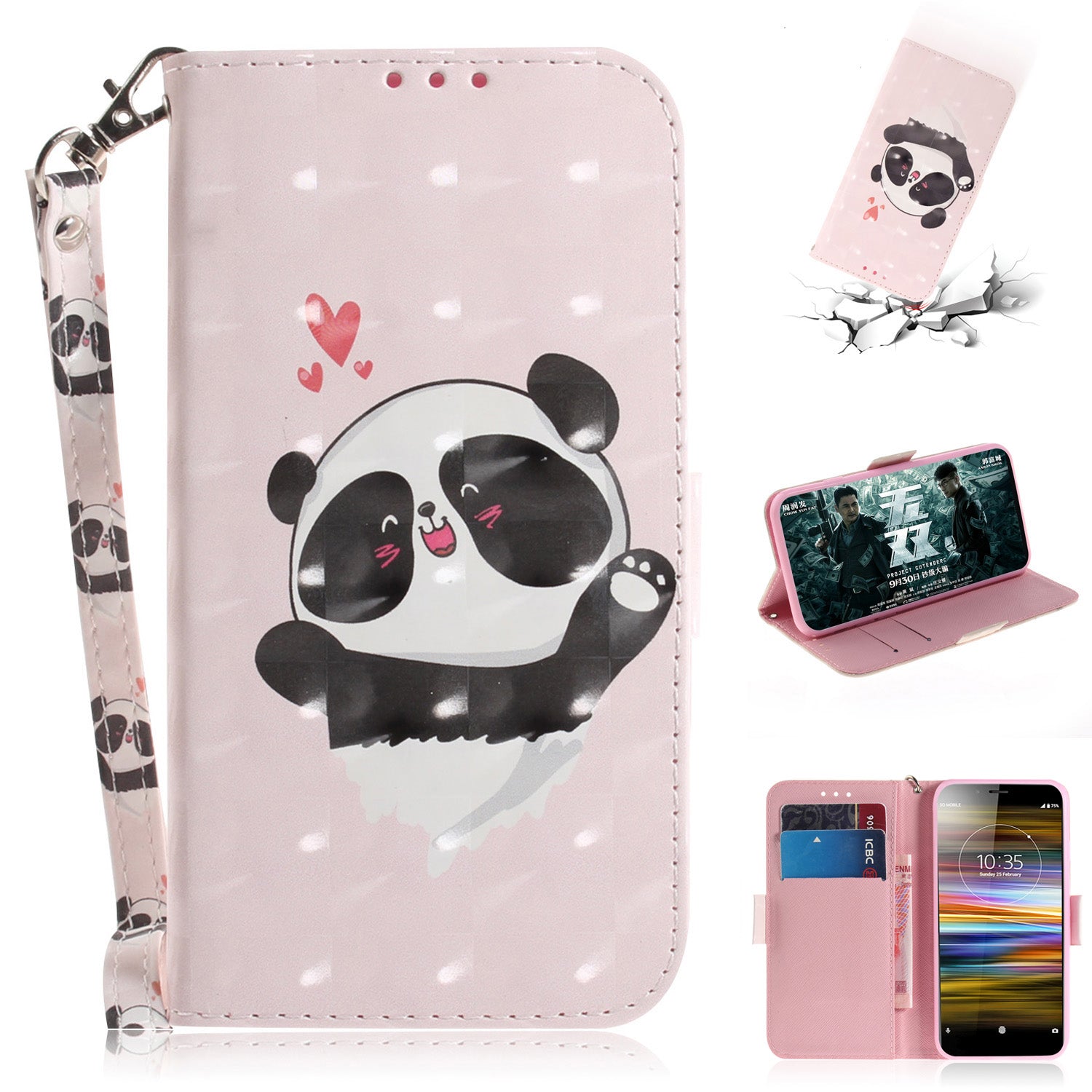 Pattern Printing / Light Spot Decor / Leather Wallet Case for Sony Xperia L3