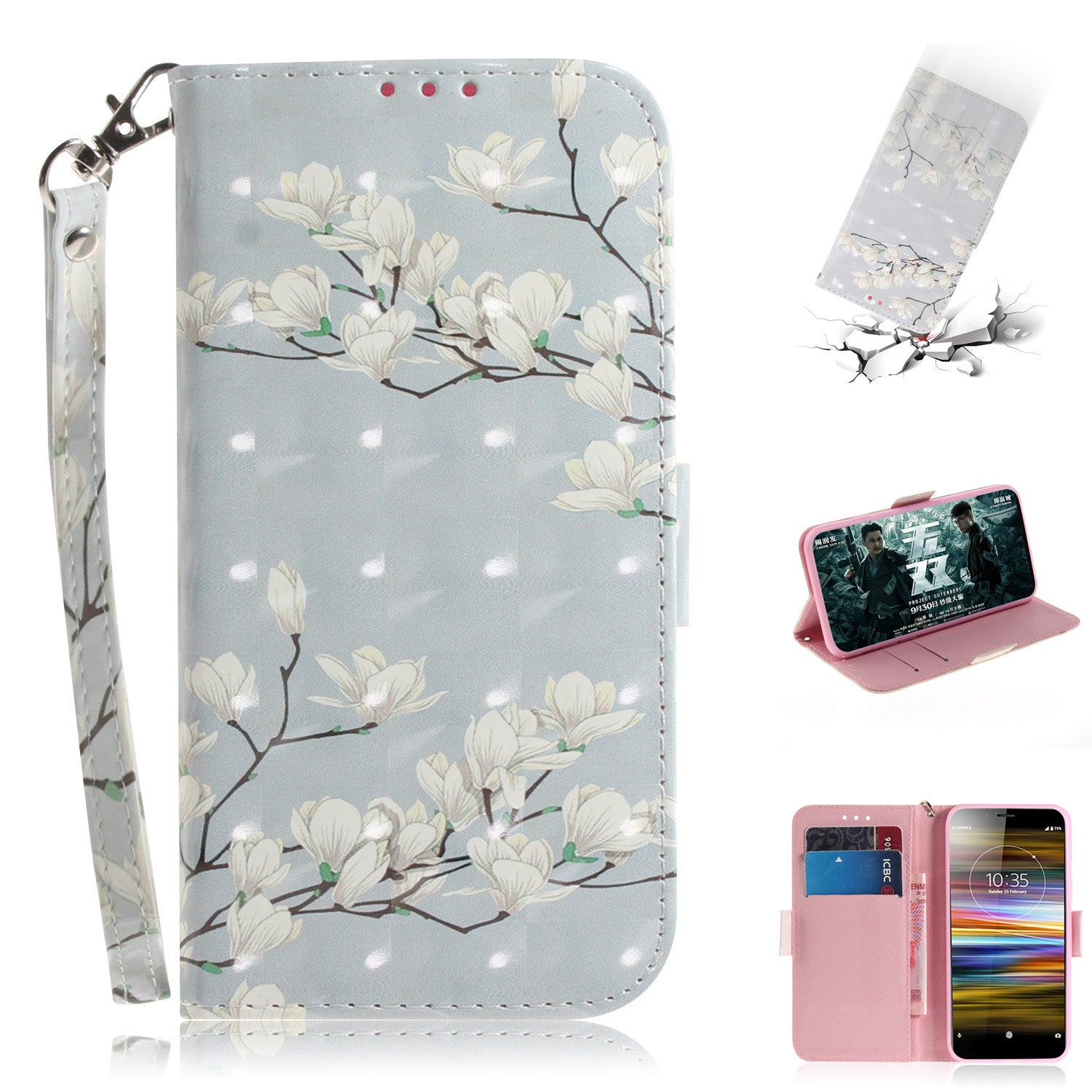 Pattern Printing / Light Spot Decor / Leather Wallet Case for Sony Xperia L3