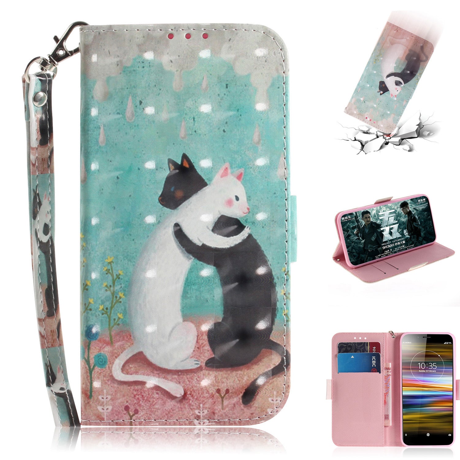 Pattern Printing / Light Spot Decor / Leather Wallet Case for Sony Xperia L3