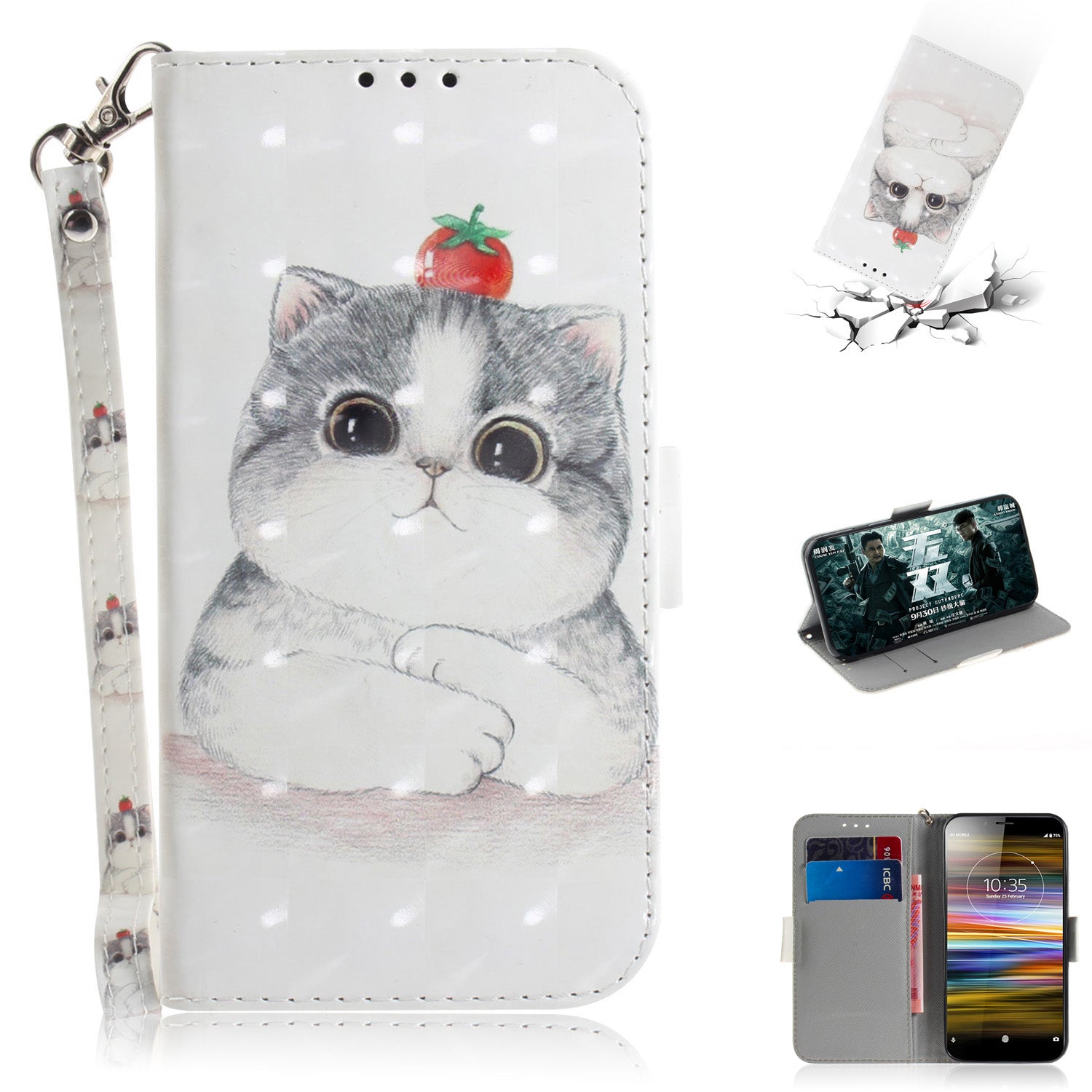 Pattern Printing / Light Spot Decor / Leather Wallet Case for Sony Xperia L3