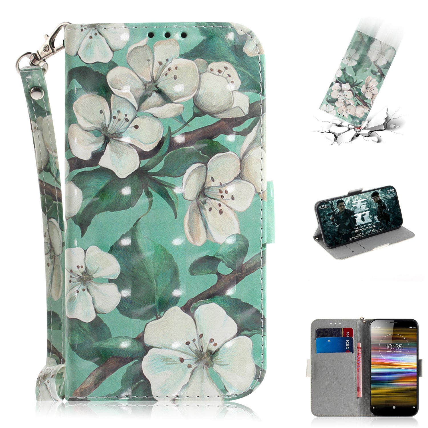 Pattern Printing / Light Spot Decor / Leather Wallet Case for Sony Xperia L3
