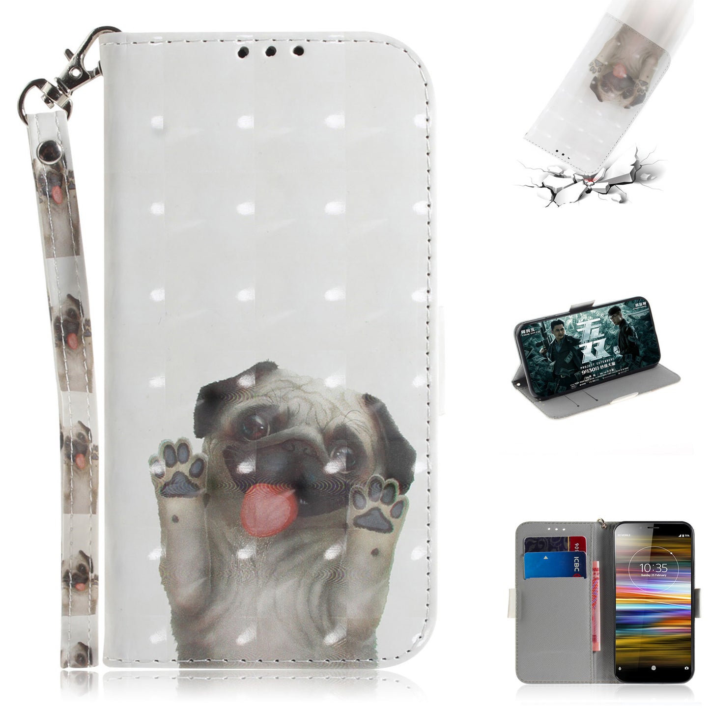 Pattern Printing / Light Spot Decor / Leather Wallet Case for Sony Xperia L3