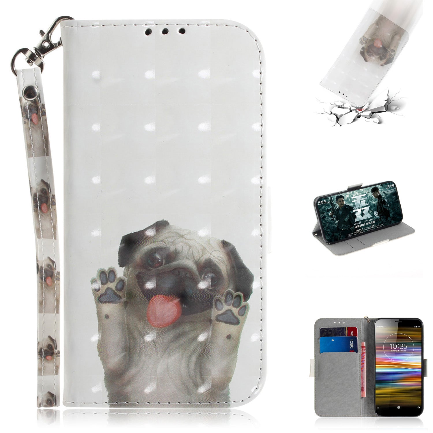 Pattern Printing / Light Spot Decor / Leather Wallet Case for Sony Xperia L3