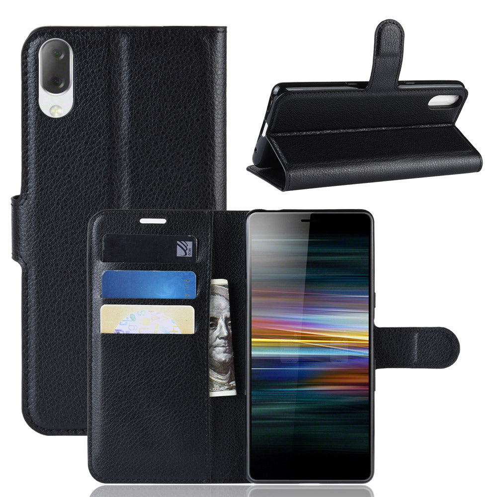 For Sony Xperia L3 Litchi Skin PU Leather Wallet Protection Case