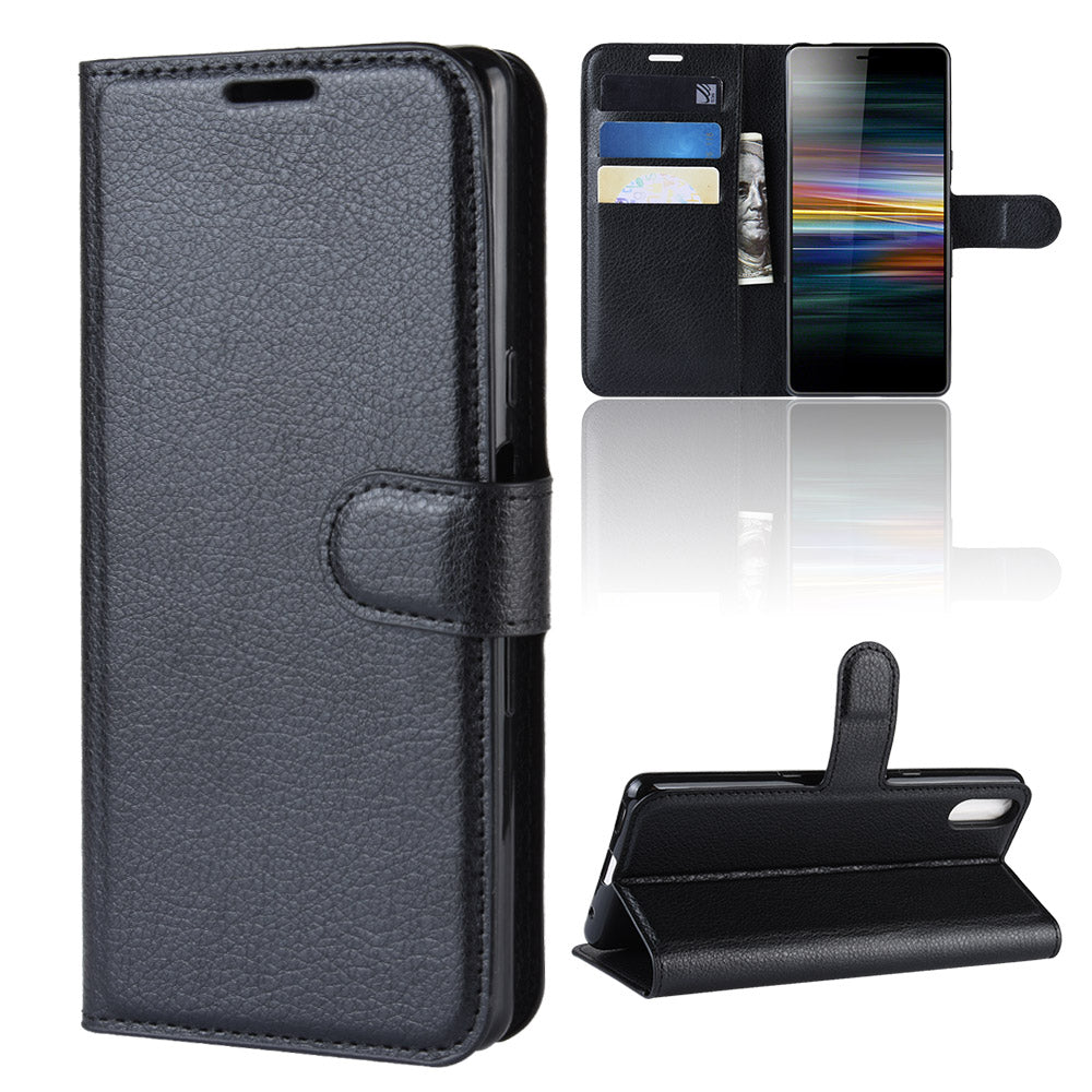 For Sony Xperia L3 Litchi Skin PU Leather Wallet Protection Case
