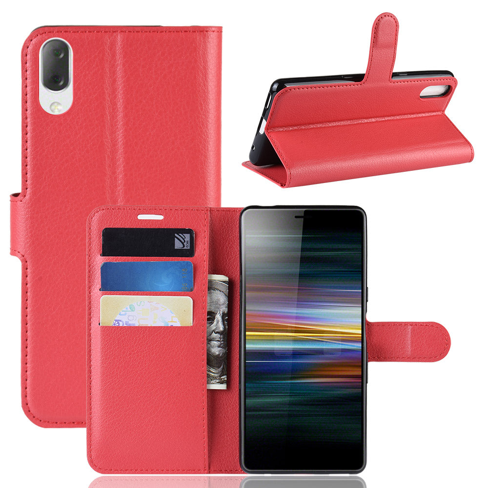 For Sony Xperia L3 Litchi Skin PU Leather Wallet Protection Case