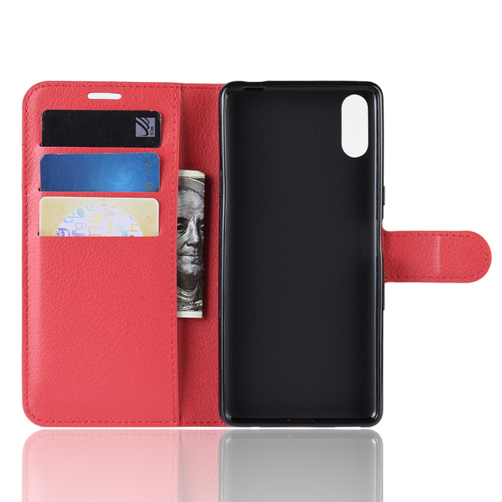 For Sony Xperia L3 Litchi Skin PU Leather Wallet Protection Case