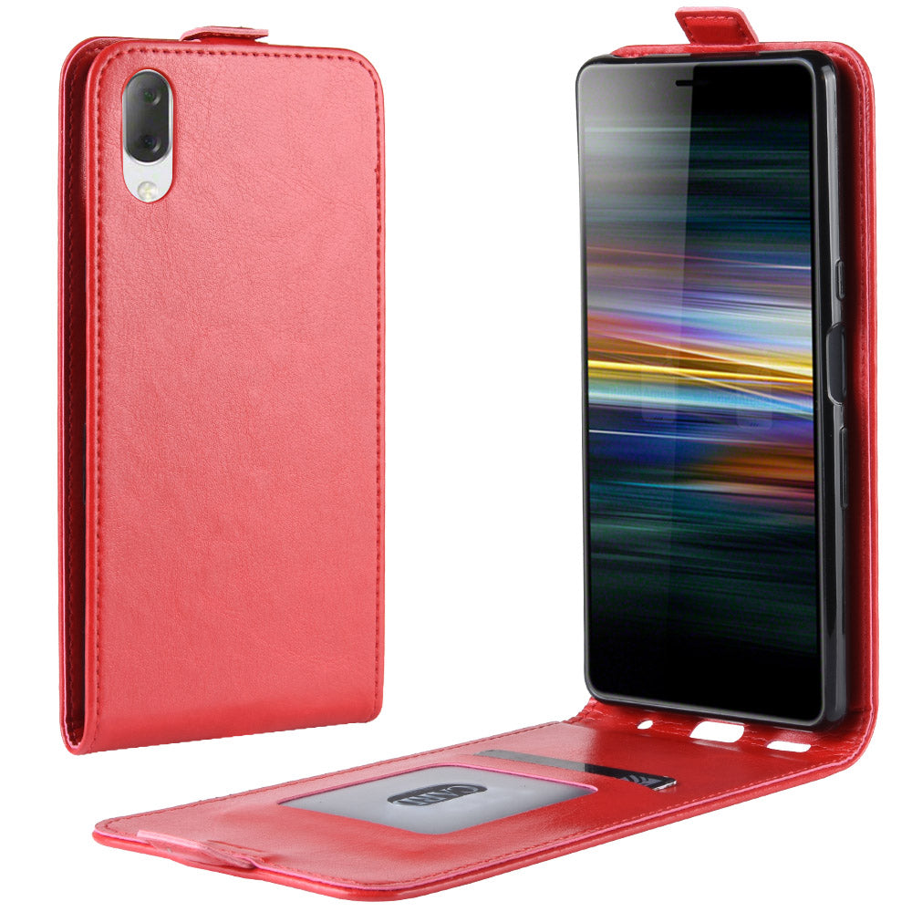 Crazy Horse Vertical Leather Card Holder Case for Sony Xperia L3