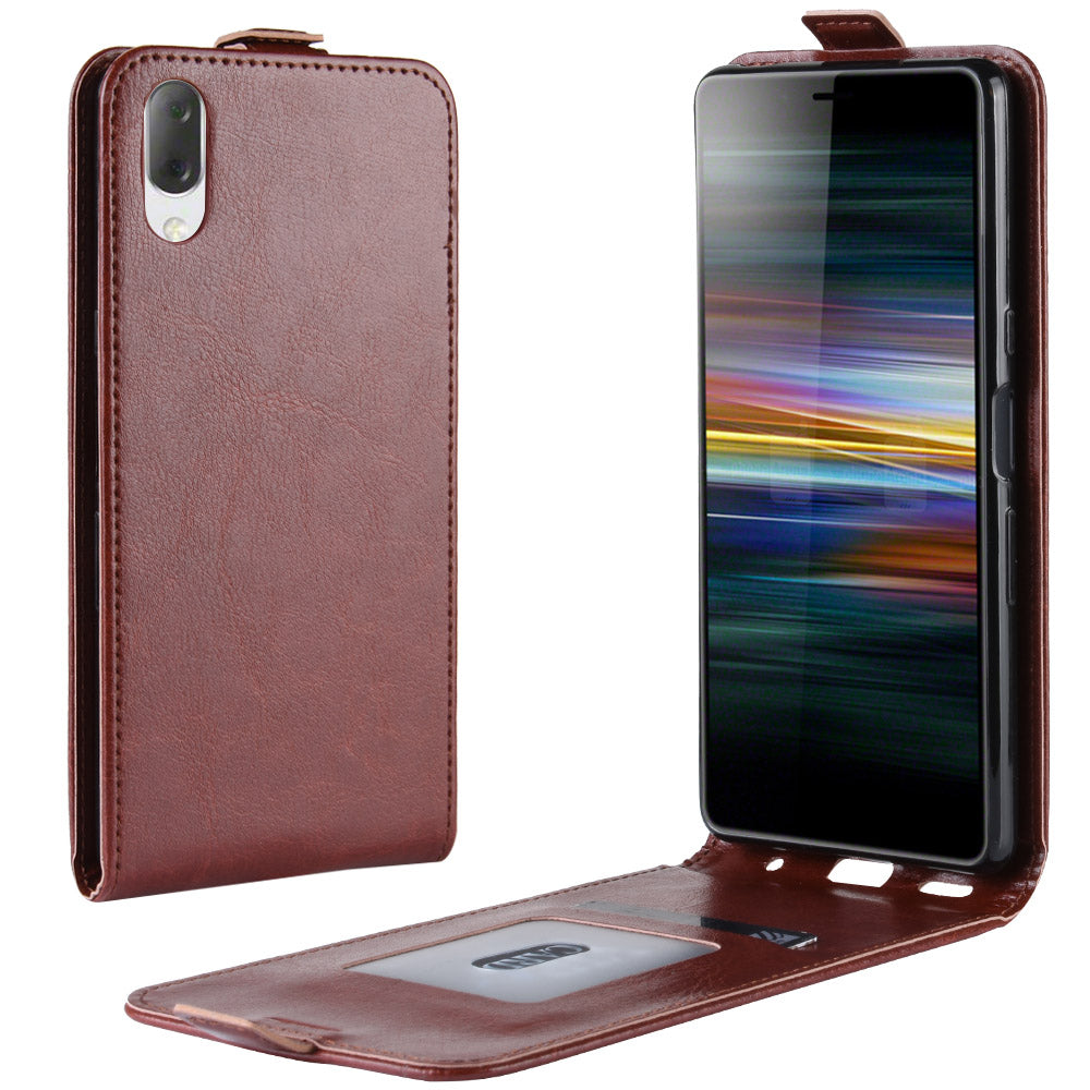Crazy Horse Vertical Leather Card Holder Case for Sony Xperia L3