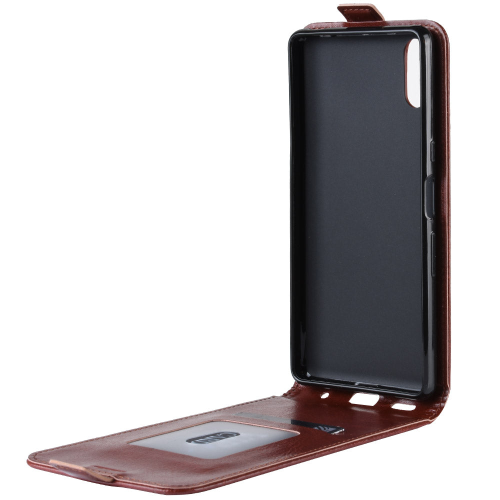 Crazy Horse Vertical Leather Card Holder Case for Sony Xperia L3