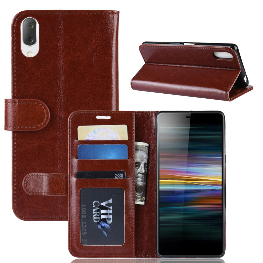 For Sony Xperia L3 Crazy Horse Leather Mobile Phone Case [Stand and Wallet]