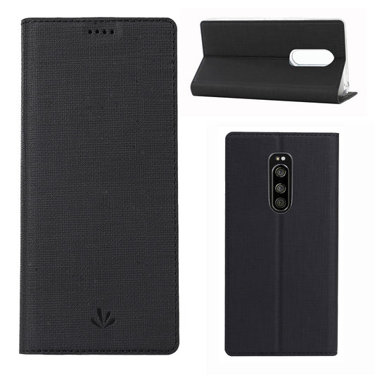 VILI DMX Cross Texture Stand Leather Phone Case for Sony Xperia 1