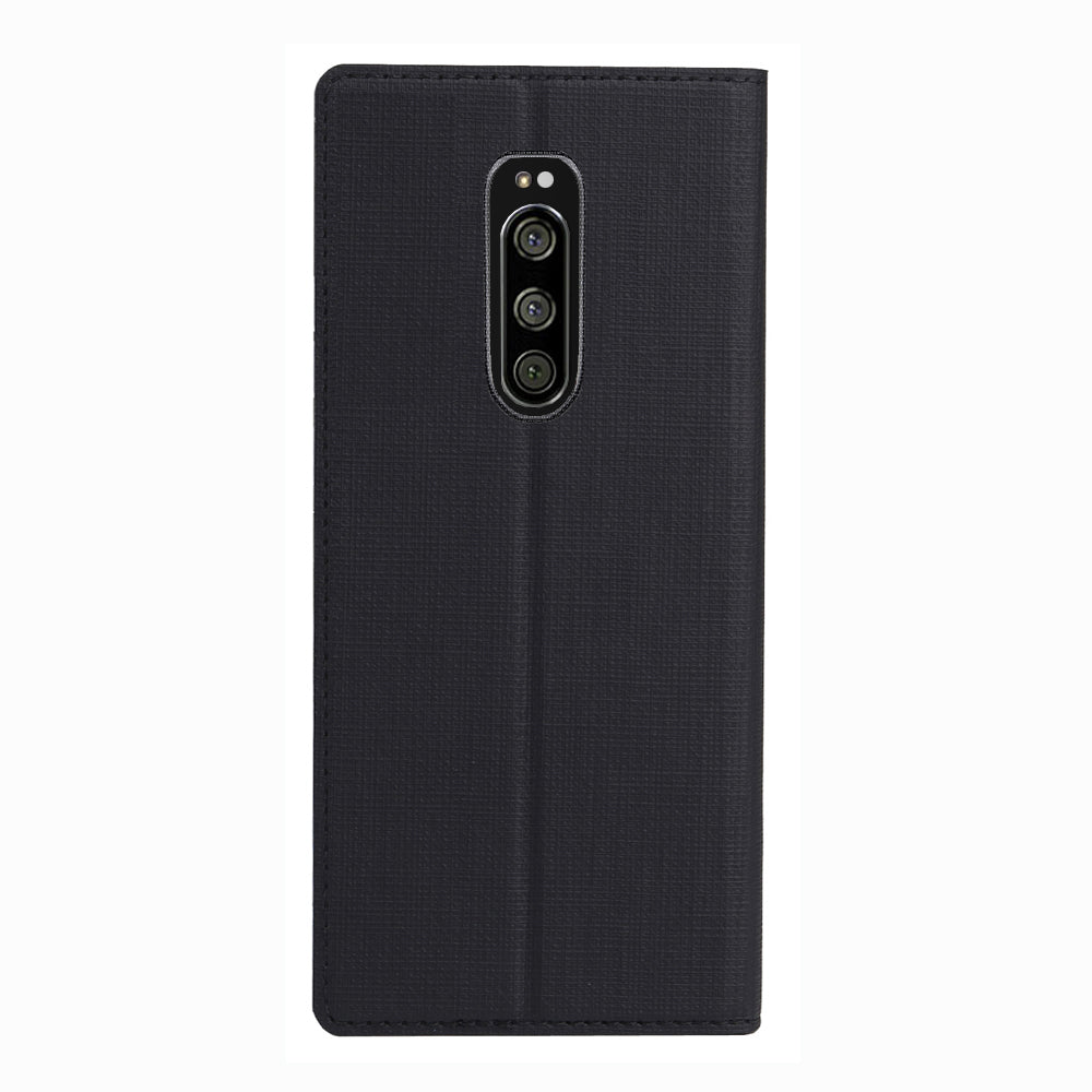 VILI DMX Cross Texture Stand Leather Phone Case for Sony Xperia 1