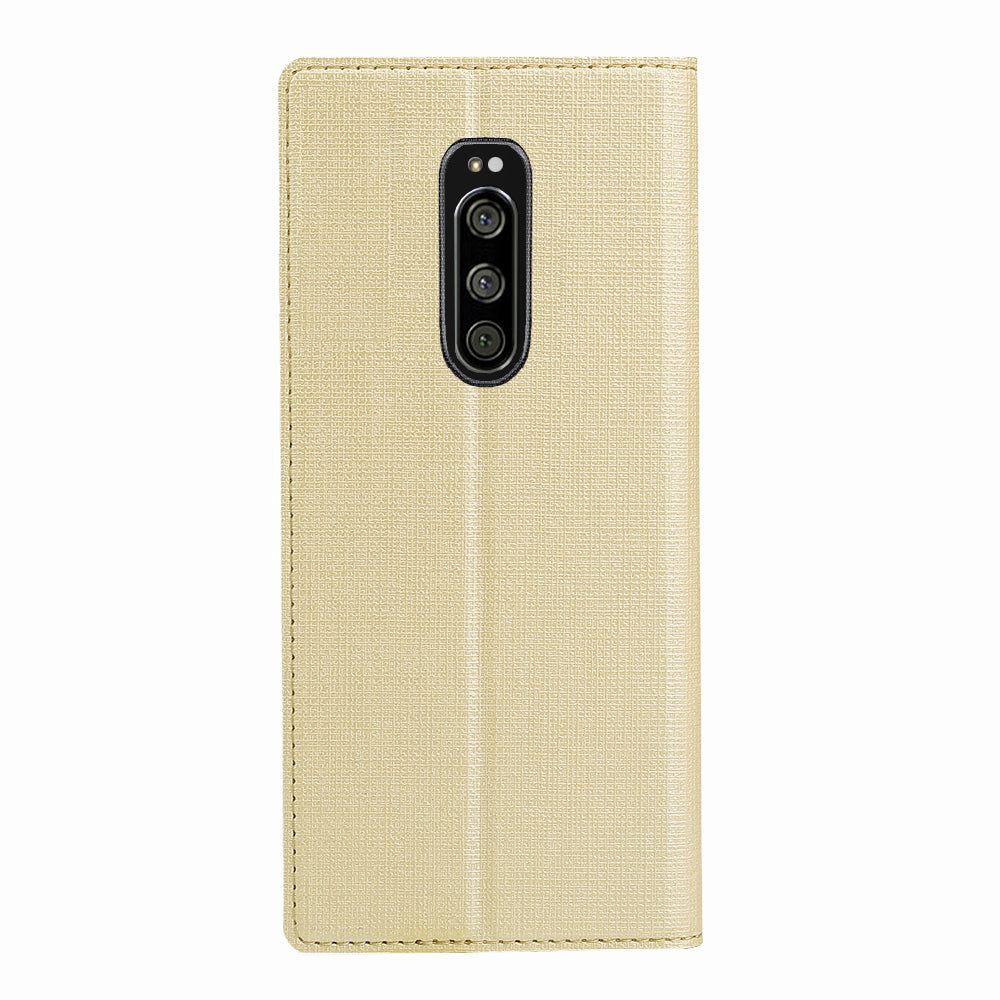 VILI DMX Cross Texture Stand Leather Phone Case for Sony Xperia 1