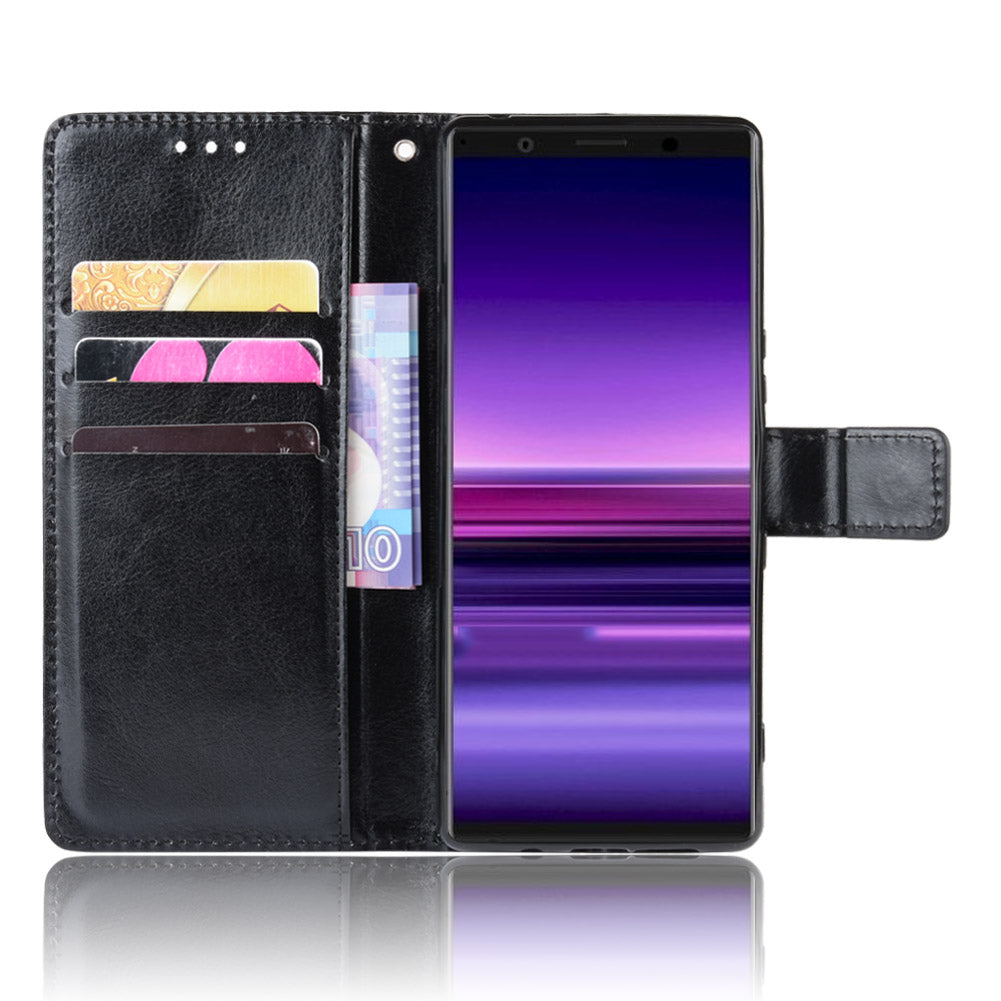 Crazy Horse Skin Leather Wallet Phone Shell for Sony Xperia 5