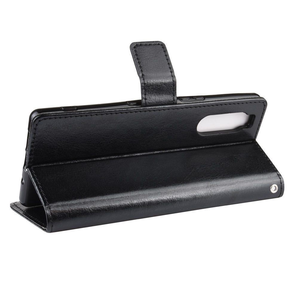 Crazy Horse Skin Leather Wallet Phone Shell for Sony Xperia 5