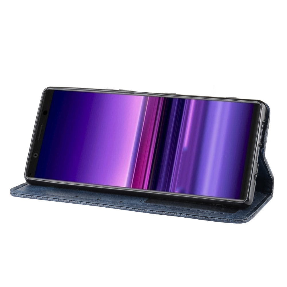 Auto-absorbed Retro Style Wallet Stand Leather Phone Cover for Sony Xperia 5